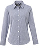 Womens Microcheck Gingham long sleeve cotton shirt NavyWhite