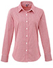 Womens Microcheck Gingham long sleeve cotton shirt RedWhite