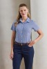 Womens Microcheck Gingham short sleeve cotton shirt NavyWhite
