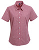 Womens Microcheck Gingham short sleeve cotton shirt RedWhite