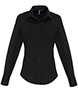 Womens stretch fit cotton poplin long sleeve blouse Black