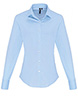 Womens stretch fit cotton poplin long sleeve blouse Pale Blue