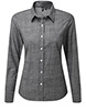 Womens cotton slub chambray long sleeve shirt Grey