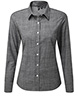 Chemise femme chambray coton flammé à manches longues Gris2