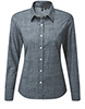 Womens cotton slub chambray long sleeve shirt Indigo