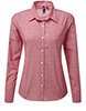 Womens cotton slub chambray long sleeve shirt Red