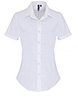 Womens stretch fit cotton poplin short sleeve blouse White