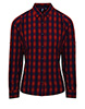 Womens Mulligan check cotton long sleeve shirt RedNavy