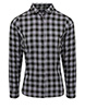 Womens Mulligan check cotton long sleeve shirt SteelBlack