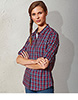 Chemise à manches longues en coton à carreaux Sidehill pour femme NavyRed