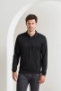 Long sleeve Coolchecker piqu&eacute; polo Black