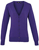 Womens button-through knitted cardigan Purple