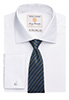 Andora Classic Fit Shirt Cotton Herringbone White