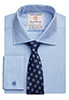 Andora Classic Fit Shirt Cotton Herringbone Blue Herringbone