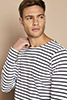 Asquith & Fox Men's Long Sleeve Breton Tee, White/Navy