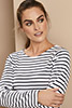 Asquith & Fox Womens Long Sleeve Breton Tee, White/Navy