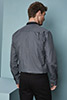 Banded Collar Long Sleeve Shirt, Grey and Black