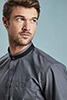 Banded Collar Long Sleeve Shirt, Grey and Black
