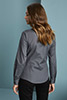 Banded Collar Long Sleeve Blouse, Grey and Black