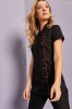 Asymmetrical Tunic, Black with Red Trim