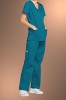 Cherokee Core Stretch Womens Mock Wrap Scrub Top 4728, Caribbean Blue