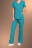 Cherokee Core Stretch Womens Mock Wrap Scrub Top 4728, Teal Blue