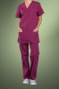 Cherokee Originals Unisex V-Neck Patch Pockets Scrub Top 4876, Wine