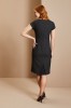 Ladies Contemporary Slash Neckline Dress, Charcoal