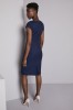 Ladies Contemporary Slash Neckline Dress, Blue