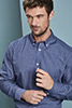 Long Sleeve Denim-look Shirt, Blue