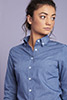 Long Sleeve Denim-look Blouse, Blue