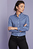 Long Sleeve Denim-look Blouse, Blue