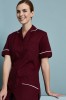 Ladies Healthcare Tunic, Burgundy/White