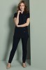 Ladies Slim Leg Pants, Unhemmed, Navy