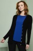 Ladies Semi Fitted V Neck Cardigan, Black 