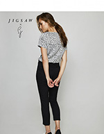 Jigsaw X Short Sleeve Pleat Neck Blouse, Black Leopard
