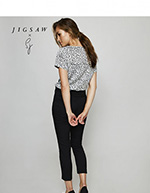 Blouse Jigsaw X à manches courtes et col plissé, léopard noir11