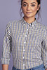 Long Sleeve Large Check Blouse, Navy/Brown