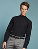 Long Sleeve Banded Collar Shirt, Black