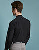 Long Sleeve Banded Collar Shirt, Black