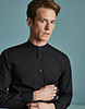 Long Sleeve Banded Collar Shirt, Black