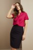 Low Tie Neck Button Through Blouse, Hot Pink