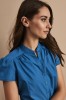 Mandarin Puff Sleeve Blouse, Teal