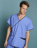 Men's Fitted Scrub Top, Metro Blue/Navy