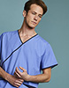 Men's Fitted Scrub Top, Metro Blue/Navy