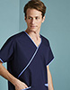 Men's Fitted Scrub Top, Navy/Hospital Blue