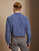 Long Sleeve Denim Look Banded Collar Shirt, Blue