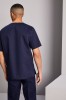 Male Scrub Top, Navy with Teal Trim