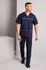 Male Scrub Top, Navy with Teal Trim