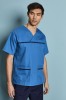 Male Scrub Top, Teal with Navy Trim